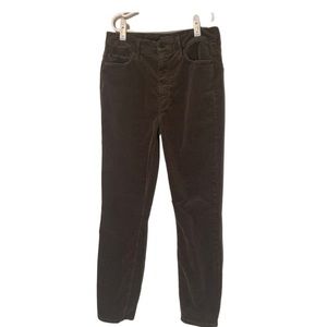 Women's MOTHER Corduroy Pants Jeans Green Size 26 Looker Ankle Chew Hem